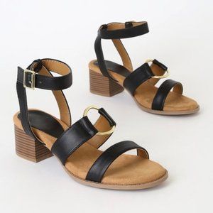 Qupid, Black Sandals, Size 7, Style DORIA, NEW WITH BOX